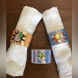 Antique Art Deco Noritaki Napkin Rings with Flapper girl and bird